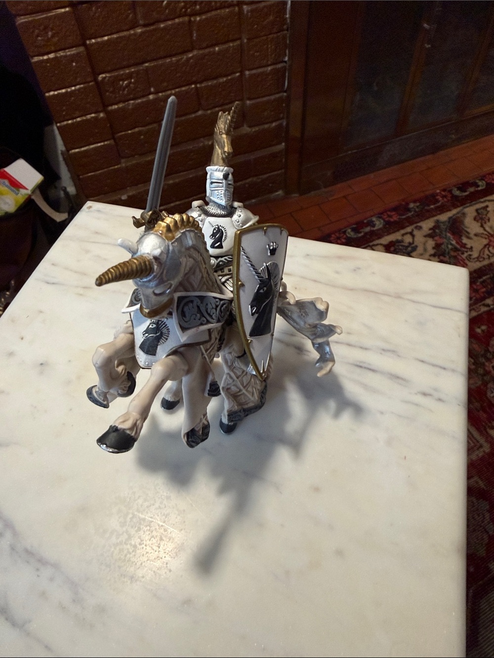PAPO White Unicorn Knight and MAtching War Horse Figure Set